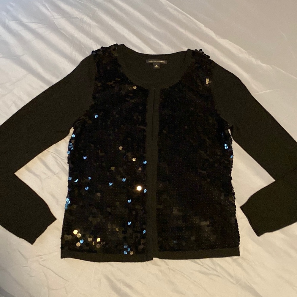 Banana Republic black sequin cardigan, size M